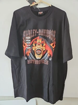 Nueva con etiquetas Camiseta Harley-Davidson Para Hombre Calavera Llamas Cresta Gráfica, Negra XL Laurel MD Foto 1 de 4