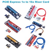 PCIE Express 1x to 16x Riser Card Extender Adapter Mining Board Power Cable Kit
