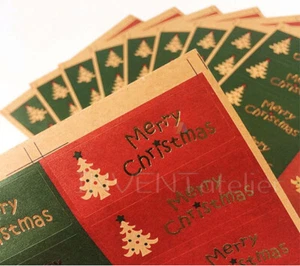 50 100 Pegatinas Feliz Árbol de Navidad Sello Artesanal Auto Regalo de Navidad - Imagen 1 de 4