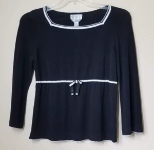 Talbots Womens Sweater Medium Black Italian Yarn Knit Pullover Stretch Casual - Picture 1 of 5