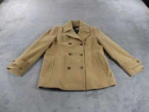 Lands End Mujer 16 Mezcla de Lana de Cordero Doble Pecho Chaquetón Camel Tostado Usado en Excelente Condición - Imagen 1 de 11