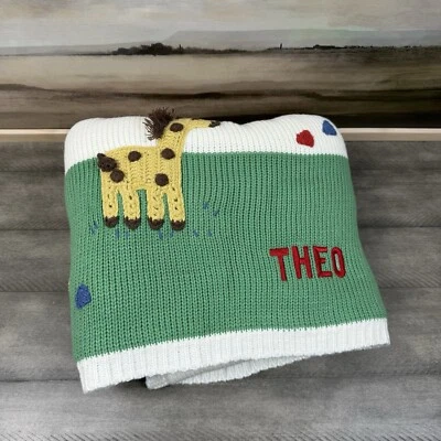 Pottery Barn Kids Safari Heirloom Baby Blanket 30”x40” Multicolor Monogrammed OB - Image 1 of 4