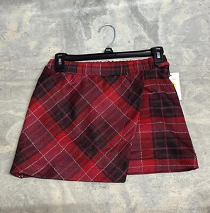 SO Girls Red Plaid Front Wrap Skort, Large (10/12) - Picture 1 of 4