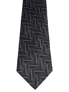 CROFT & BARROW 100% Silk Charcoal and Black Striped Necktie, 3.75" Wide - Picture 1 of 3