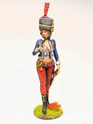 GARRISON MINIATURES Napoleonic Pin-Ups French Hussar Girl 75mm UNPAINTED Collectors Figure 3"+ Tall