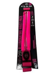 FITZIP ILLUMINATING WAIST PACK BY FITKICKS, rechargeable via USB, Pink, New