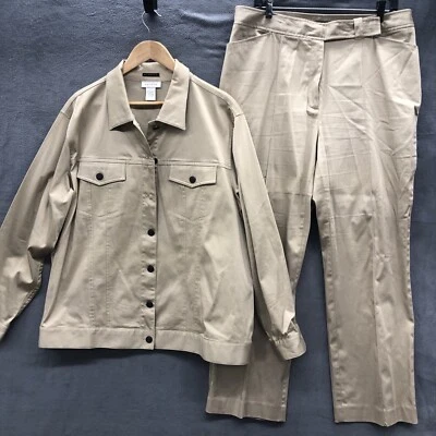 Conjunto de pantalones elásticos Avenue para mujer pantalones tostados 16 chaqueta 18/20 Foto 1 de 4