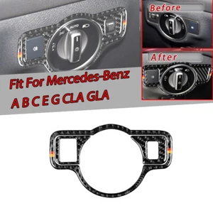 For Benz C-Class 2007-2014 Carbon Fiber Headlight Control Button Ring Trim Car - Imagen 1 de 8