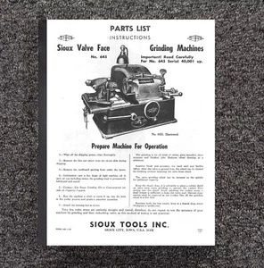 Valve Grinder Instruction & Parts Manual Fits Sioux Model 645 & 645L - Picture 1 of 15
