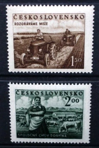 CZECHOSLOVAKIA 1951 Agriculture: Ploughing & Cows Set of 2 Mint HINGED SG627/628 - Picture 1 of 2