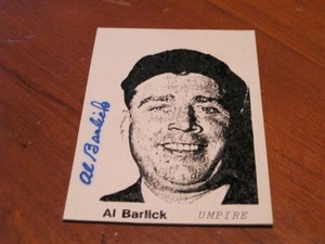 Al Barlick Autographed Baseball Card JSA Auc Cert 2