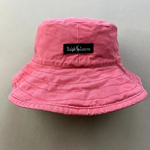 Vintage Ralph Lauren Bucket Hat Cap 7-3/8 Pink Polo Summer Outdoor Wide Brim 90s - Picture 1 of 6