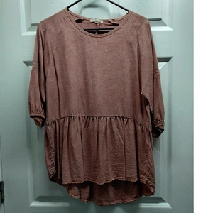 Tee n Rose Größe Medium Terrakotta Ellenbogenärmel Boho Babydoll Oberteil - Bild 1 von 5