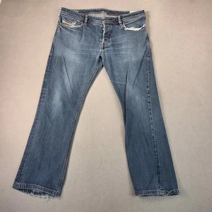 Diesel Jeans Herren 36x28 Blau Denim Neu Fanker Gerades Bein Ausgefranster Saum Etikett 36x32 - Bild 1 von 11