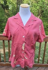 Vintage Tommy Bahama Damen Seide Knopfleiste Top Gr. M SS rosa Blumen Hawaii - Bild 1 von 21