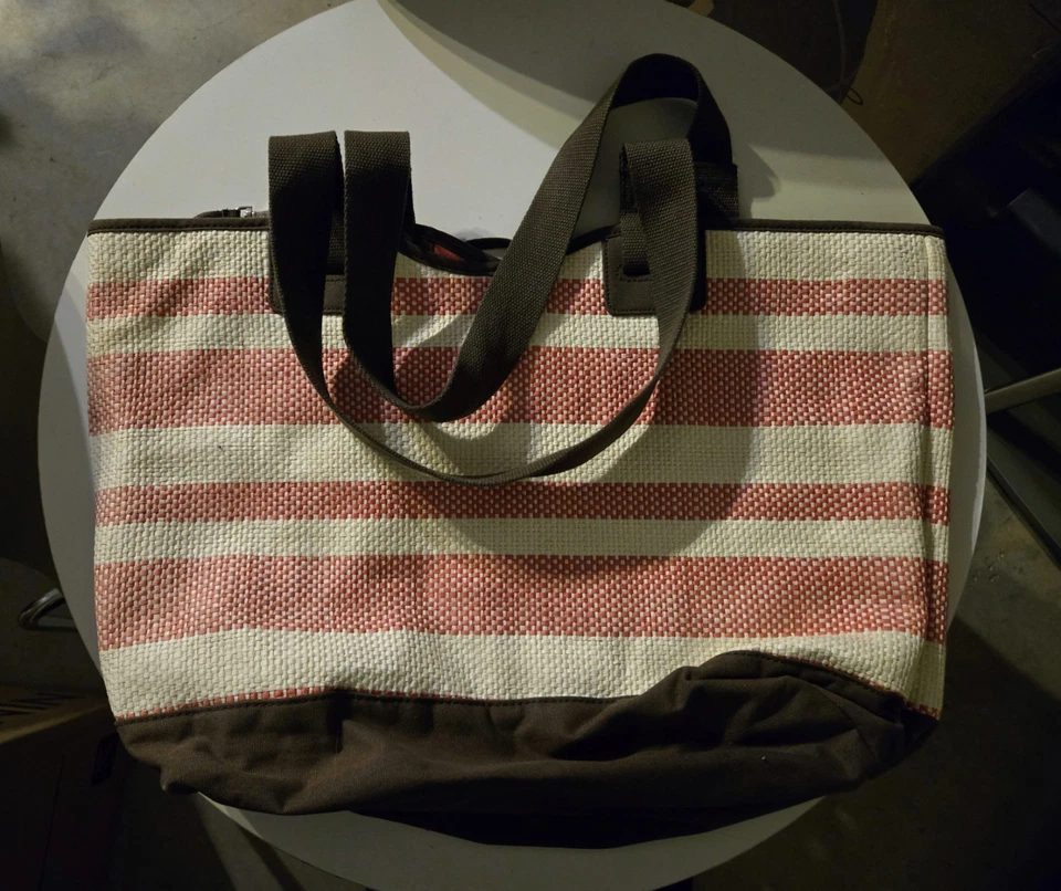 Bolso de Playa Thirty-One Grande de Lona Tejido Euro Crew Rayas de Paja Foto 1 de 2