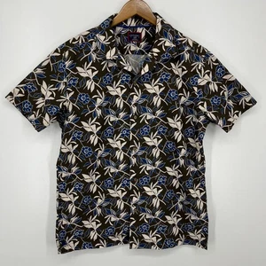 Untuckit Short Sleeve Button Shirt Men's Size L Brown Floral Slim Fit Cotton - Picture 1 of 10