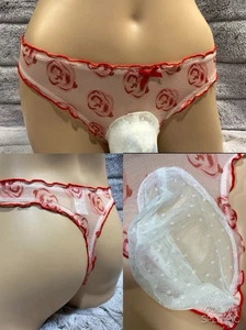 Perizoma 24-36 S rosso rosa svolazzante PORTANTE TRASPARENTE donna ragazzo trans donna uomo mutandine - Foto 1 di 10