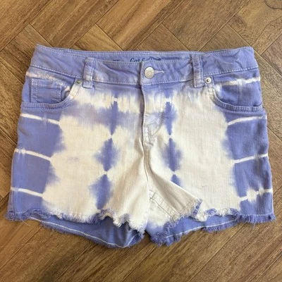 Cat & Jack Girls Large Short Jean Shorts Purple Tie Dye Stretch Fun - Image 1 of 4