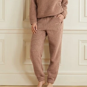 SKIMS Teddy size small unisex cozy drawstring Fleece brown straight Jogger Pants - Picture 1 of 10