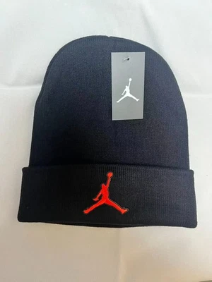 Chapéu gorro Jordan vermelho logotipo unissex adulto inverno elástico ao ar livre malha preto - Imagem 1 de 2