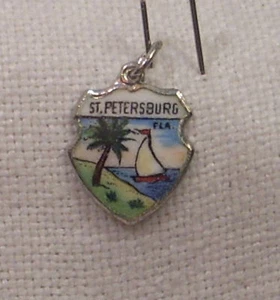 Pulsera/dije de viaje vintage REU esterlina/esmalte de San Petersburgo, Florida - Nuevo de lote antiguo - Imagen 1 de 2