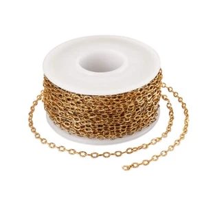 32.8 Feet(10m)/roll Stainless Steel Textured Cable Chains Soldered 3.5x2.5x0.4mm - Picture 1 of 12
