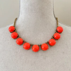 J. Crew Orange Bubble Collar Necklace 17-20" Gold Tone Chain - Picture 1 of 3