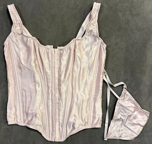 NEW VICTORIA'S SECRET BLUSH SILK CLASSIC LACE UP CORSET SETSZ XL EXTRA LARGE - Picture 1 of 2