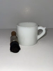 Vintage Milk Glass Shave Mug And Unbranded Shave Brush - Picture 1 of 9