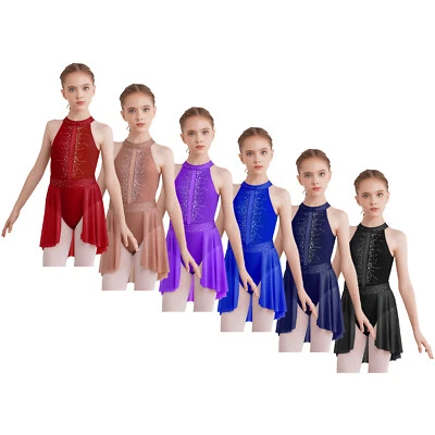 Girls Lyrical Dance Dress Latin Jazz Ballet Dance Gymnastics Leotard Dancewear - Image 1 of 3