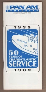 Pan Am Panamerikanischer Fahrplan 1. Juli 1989 50 Jahre Transatlantik = - Bild 1 von 1
