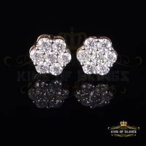 Men's/Womens 925 Silver Yellow 1.00ct VVS 'D' Moissanite Floral Stud Earrings - Picture 1 of 12