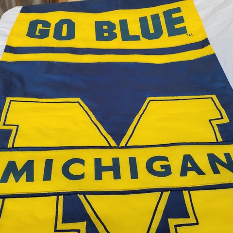 Giant 6 Foot Tall Go Blue Michigan Wolverines Blue and Gold Flag Door Banner Cover