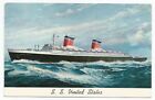 S. S. United States Ship Postcard With Boat on the Ocean & The American Flag