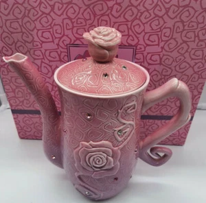 TEAPOT WITH CUP | DISNEY PARKS SLEEPING BEAUTY VILLIANS CERAMIC ROSE PINK - Picture 1 of 12
