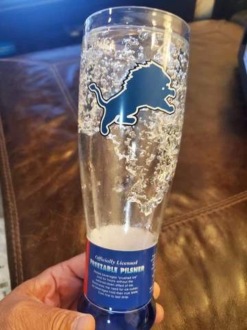 DETROIT LIONS - NFL Freezable Pilsner Acrylic Freezer Beer Glass New with Tags Cover
