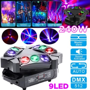 240W Spider Moving Head Light RGB 9 LED Stage DJ Beam Light DMX+Sound Activated - Picture 1 of 16