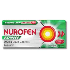 Nurofen Express 16 Liquid Capsule pack Migraine/Dental Pain/Backache Max 2 packs - Picture 1 of 1