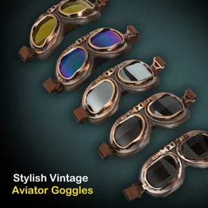 Motorcycle Eyewear Goggles Racing Pilot Glasses Universal Anti-Fog Shatterproof - Picture 1 of 25