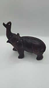 Vintage Rare Wooden Elephant Tusk Statue Hand Carved Handmade Animals 4x4 Decor - Picture 1 of 13