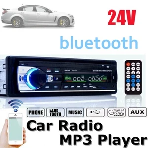 RADIO COCHE BLUETOOTH CON MANOS LIBRES USB AUX SD MP3 mando a distancia 24V - Imagen 1 de 12