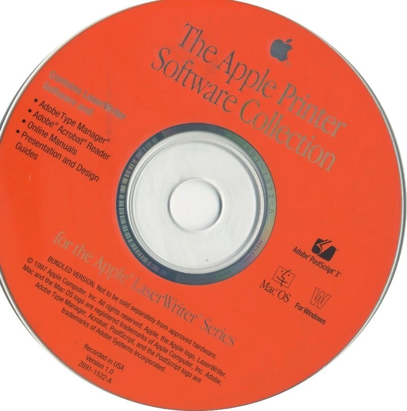 CD Apple Macintosh Printer Software Collection Version 1.0 1997 Z691-1522-A - Immagine 1 di 1