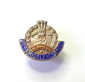 Middlesex Regiment DCO Silver Enamel Brooch Souvenir Sweetheart Badge - Picture 1 of 3