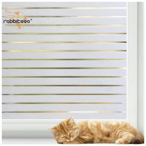 Rabbitgoo Frosted Window Film Privacy Stripe Blinds Static Cling Decorative Home - Picture 1 of 9