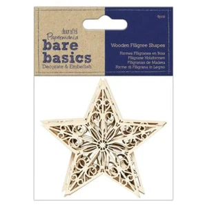 4 x Papermania Bare Basics Holz filigrane Formen Stern Kartenherstellung Verzierung - Bild 1 von 1