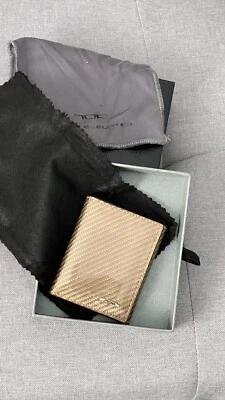 NOA N.O.A. Cartera unisex fina italiana de cuero y PVC marrón dorado para hombre ¡NUEVAS etiquetas! Foto 1 de 4