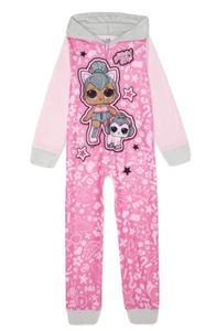 LOL Surprise Girls Pajamas Blanket Sleeper Pink 6 Hood Zip Up Babies Graphic - Picture 1 of 11