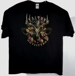 RealTree Outfitters Graphic Black T-Shirt XL Bow Deer Skull American Flag - Picture 1 of 8