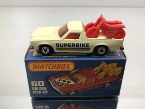 MATCHBOX SUPERFAST 60 HOLDEN PICK-UP SUPERBIKE -CREAM 3inch- GOOD IN BOX - 496 - Picture 1 of 8